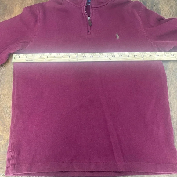 Men’s EUC Polo Ralph Lauren Quarter Zip Pullover. Burgundy. Estate Rib, Medium. - Picture 5 of 6